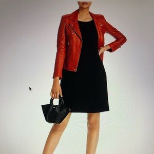 NWT S.W.O.R.D. 6644 Couture Brand 0 Red Lambskin Leather Moto Style Jacket